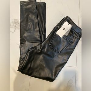 7 for all mankind, faux leather black jeans, NWT